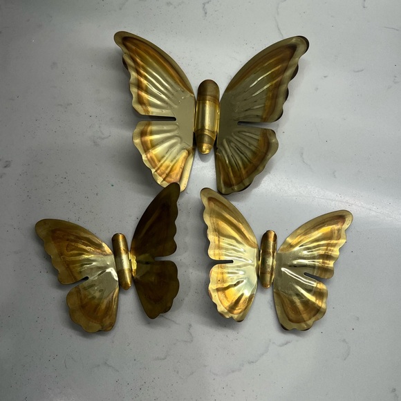 Vintage | Wall Decor | Vintage Metal Tin Gold Butterflies Home Decor ...